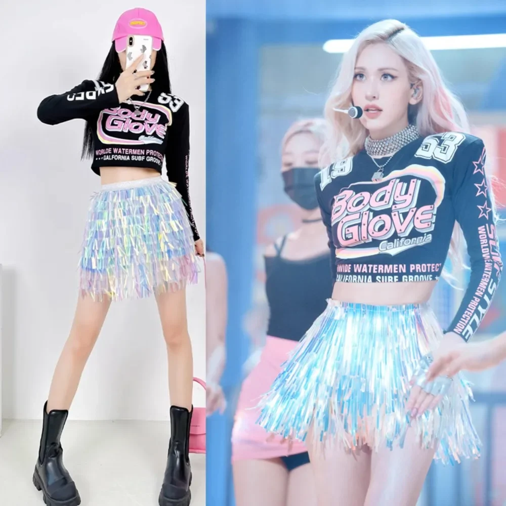 

22025 Somi Outfit Idol Jazz Dance Sequin Gogo Dancer Stage Costume HipHop Design Women Street Wear Dance Rave Festival Clothing