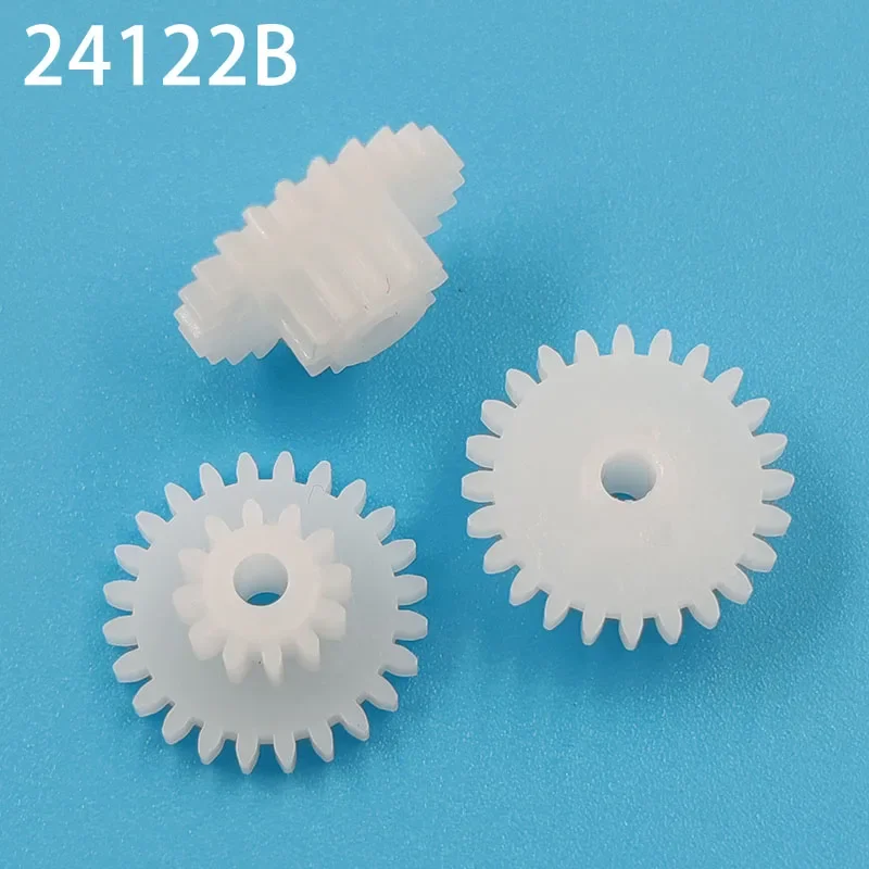 50pcs 24122B 0.5M Double Gear Wheels Modulus 0.5 24 Teeth + 12 Teeth Plastic Pinion Motor Parts Toy Accessories 10pcs/lot