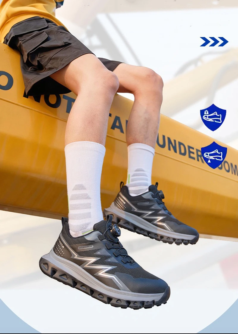 Lightweight Work Shoes: Impact-Resistant, Puncture-Resistant, Breathable for Summer, with Rotating Buckles—Safety Work Shoes