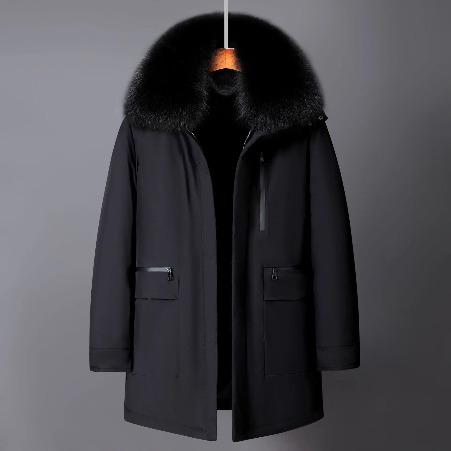 Canada Fashion Winter Jacket for Men Down Coat Parka Men's White Goose Down Jacket Long Padding Detachable Down Inner Liner H819