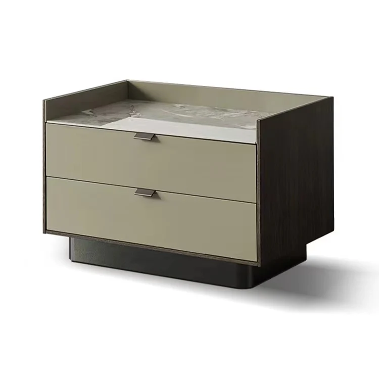 

dy-Modern Night Stand Marble Top with Drawers Nightstands Wooden Storage Design Bedroom Home Furniture Hotel Bedside Table#