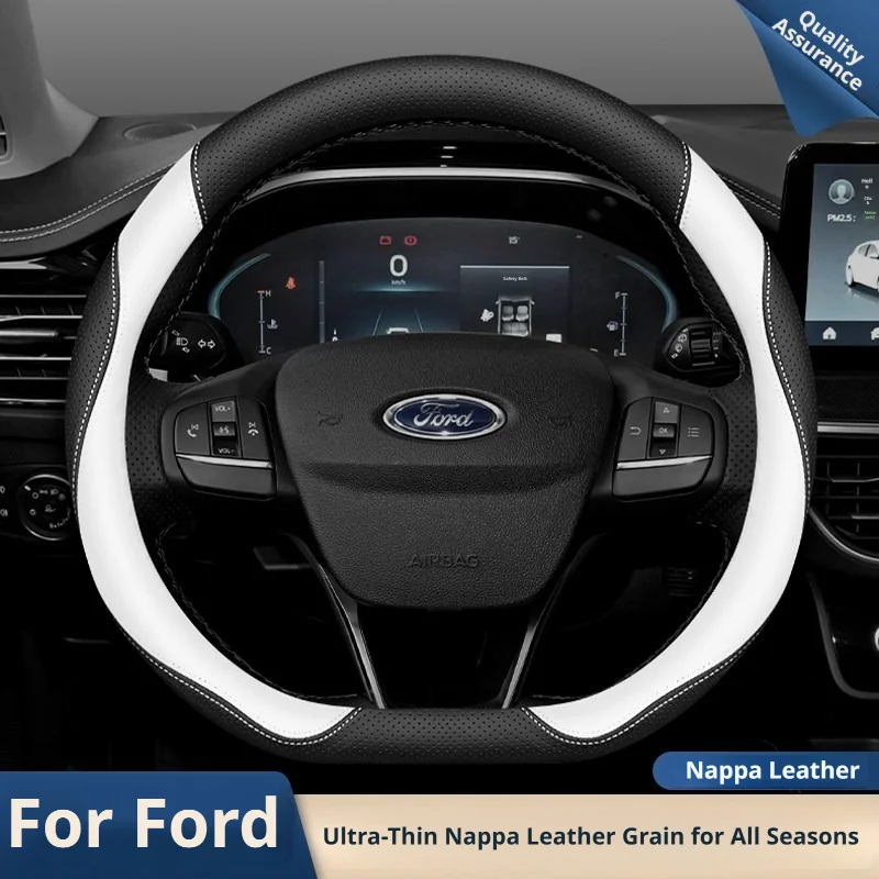 For Ford Focus Mk2 Fiesta Kuga Mustang S-MAX Transit Mondeo Fusion Escape Edge Ranger Ultra Thin Leather Steering Wheel Cover