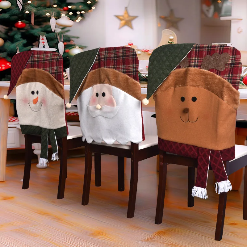 Cross-border new Christmas chair cover Christmas decoration old man snowman elk daily necessities chair back cover decoration