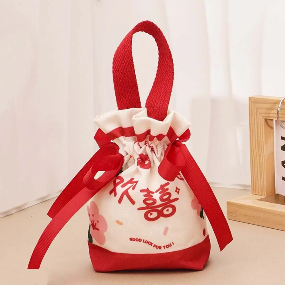 

Bird Canvas Drawstring Bag Large Capacity Korean Style Small Flower Wrist Bag Coin Purse Wallet Storage Bag Festive Sugar Bag