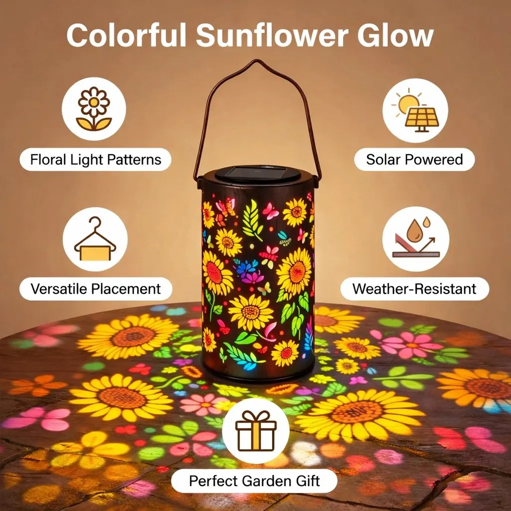 Colorful Solar Sunflower Lantern Waterproof Outdoor Glow Shadow Light Solar Powered for Pathway Lawn Garden Yard Night Decor 5