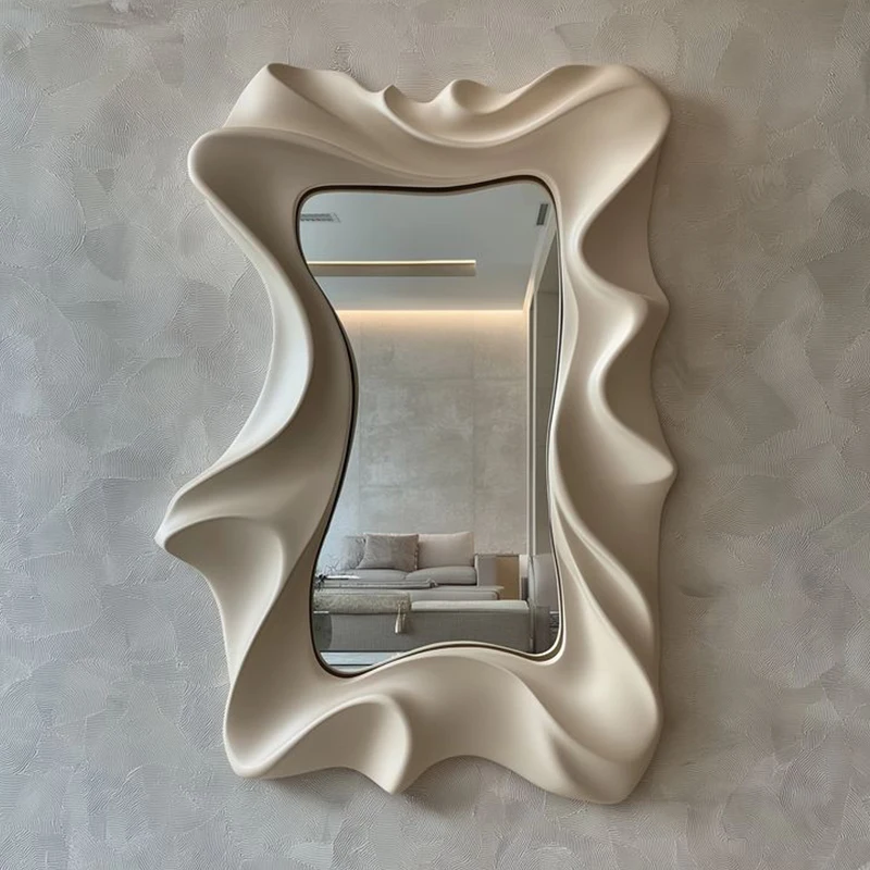 

Bathroom mirror Irregular cream wind makeup mirror Bathroom smart lamp vanity Premium decorative