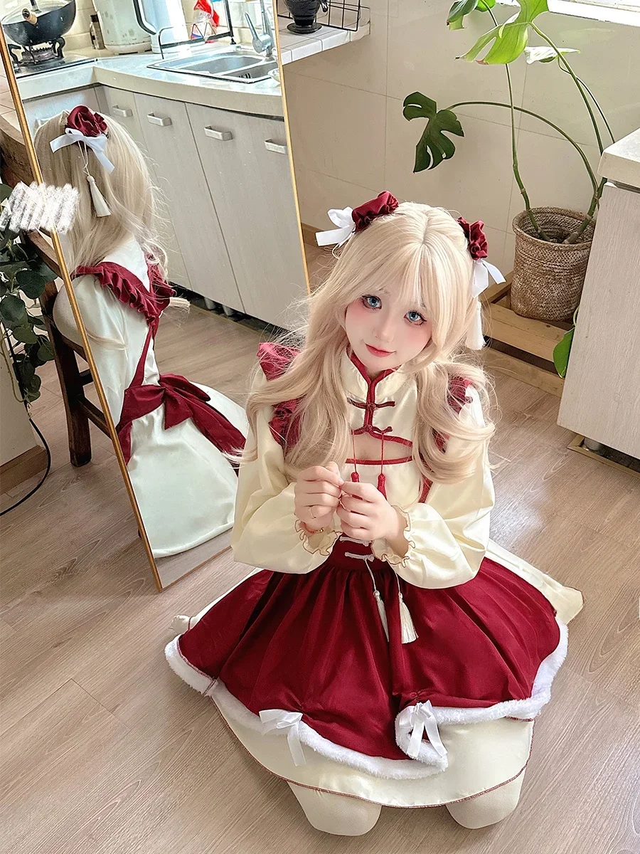 خادمة صينية تأثيري الدكتور لوليتا أنيمي لعبة فيلم زي الاسمية الدعامة الملابس النسائية 2025 رائجة البيع الأحمر