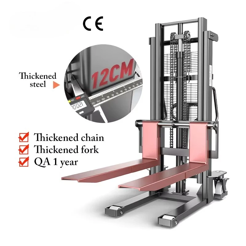 Portable Hand Palette 1 - 2.5 Ton Ce Hydraulic Manual Stacker Pallet 1.6m Lifter Forklift
