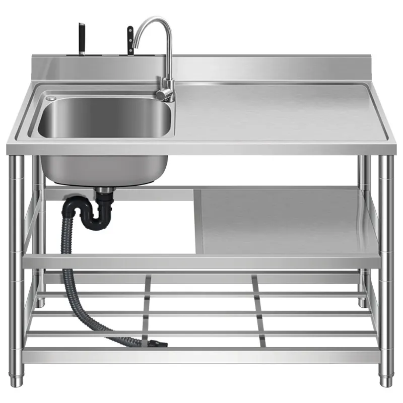 304 stainless steel sink single sink, vegetable basin with bracket, kitchen countertop integrated dishwasher, simple sink for