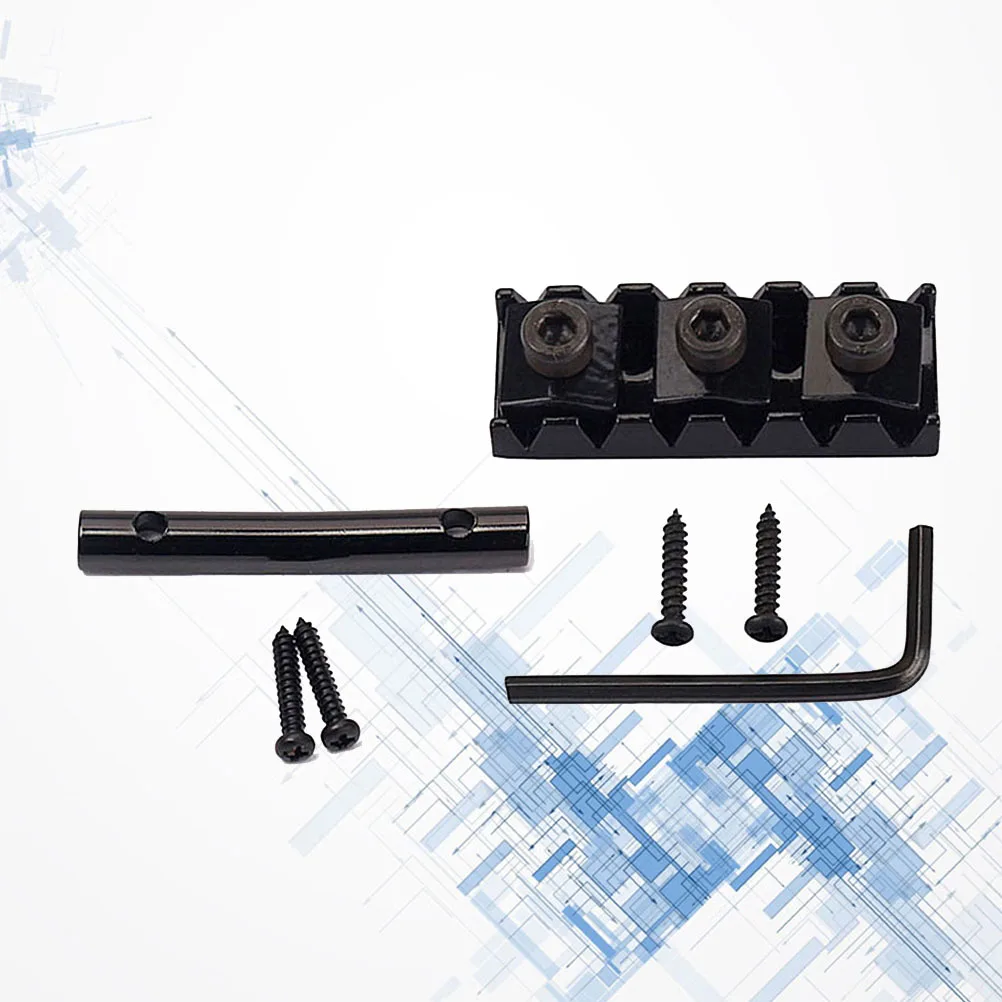 

String Locking Nut For Electric Guitar Black String Bar Replacement Set With Wrench Screws Guitar Locking Nut Tool