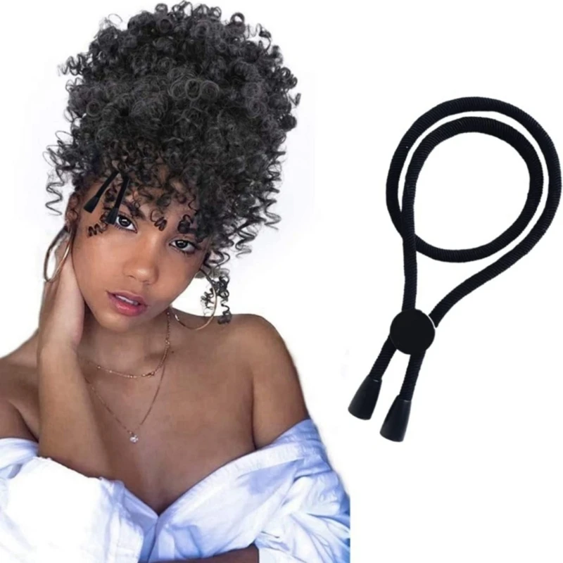 Attache de cheveux réglable pour cheveux naturels épais et bouclés, ensemble de 5 pièces pour queue de cheval bouffante Afro, petits pains, haute bouffante