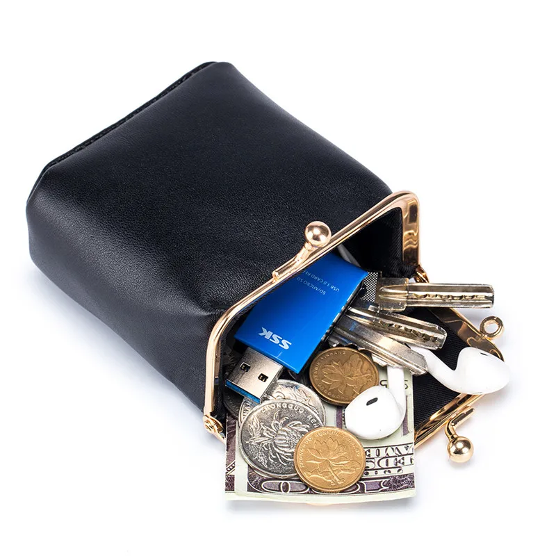 New Arrival Square Genuine Leather Small Purses Women's Portable Coin Money Wallets Earphone Lipstick Pouch Card Holders