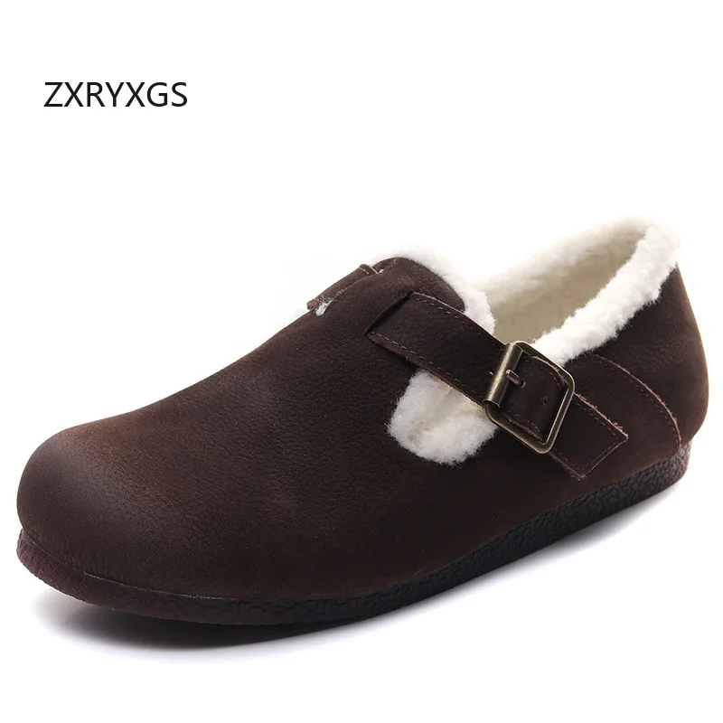

ZXRYXGS/Новая мода, туфли на одной плоской подошве из натуральной кожи, удобная повседневная обувь на мягкой подошве, 2025 г., зимняя теплая обувь, женская обувь на плоской подошве