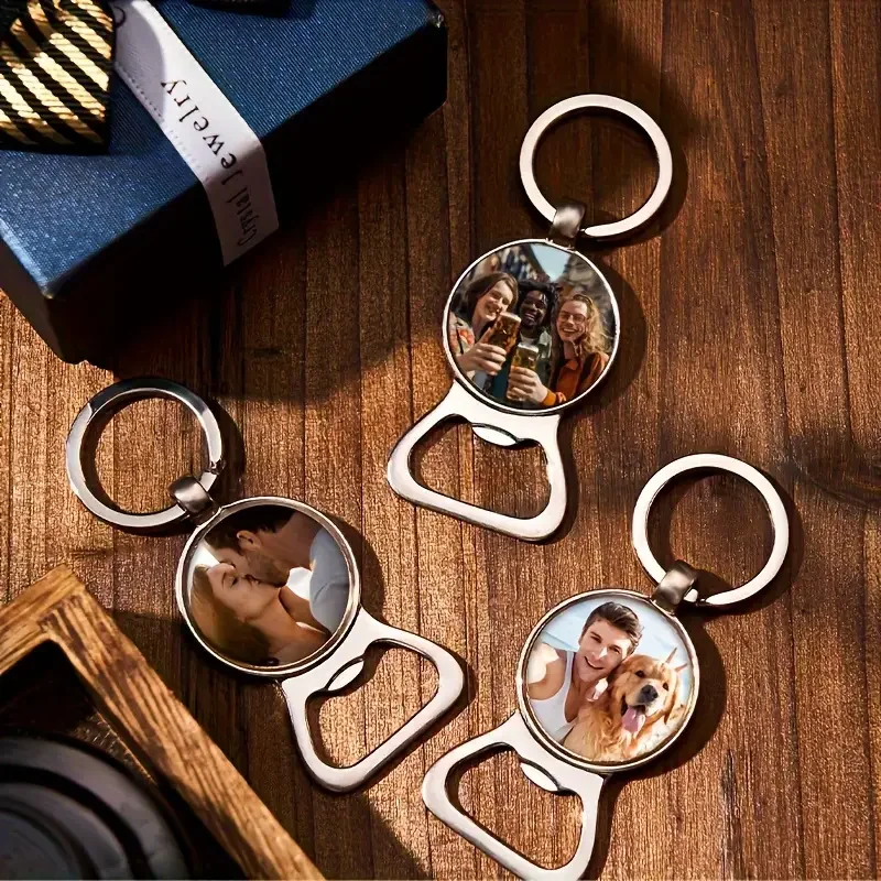 Personalised Photo Keychain with Bottle Opener - Customised Keyring Gift, Suitable for Women, Anniversaries, Holiday Souvenirs