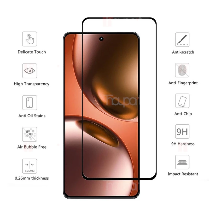 3/2 قطعة الغراء الكامل ل Realme GT7 الزجاج المقسى 9H المضادة للخدش للصدمات ل Realme GT 7t حامي الشاشة غطاء كامل #2