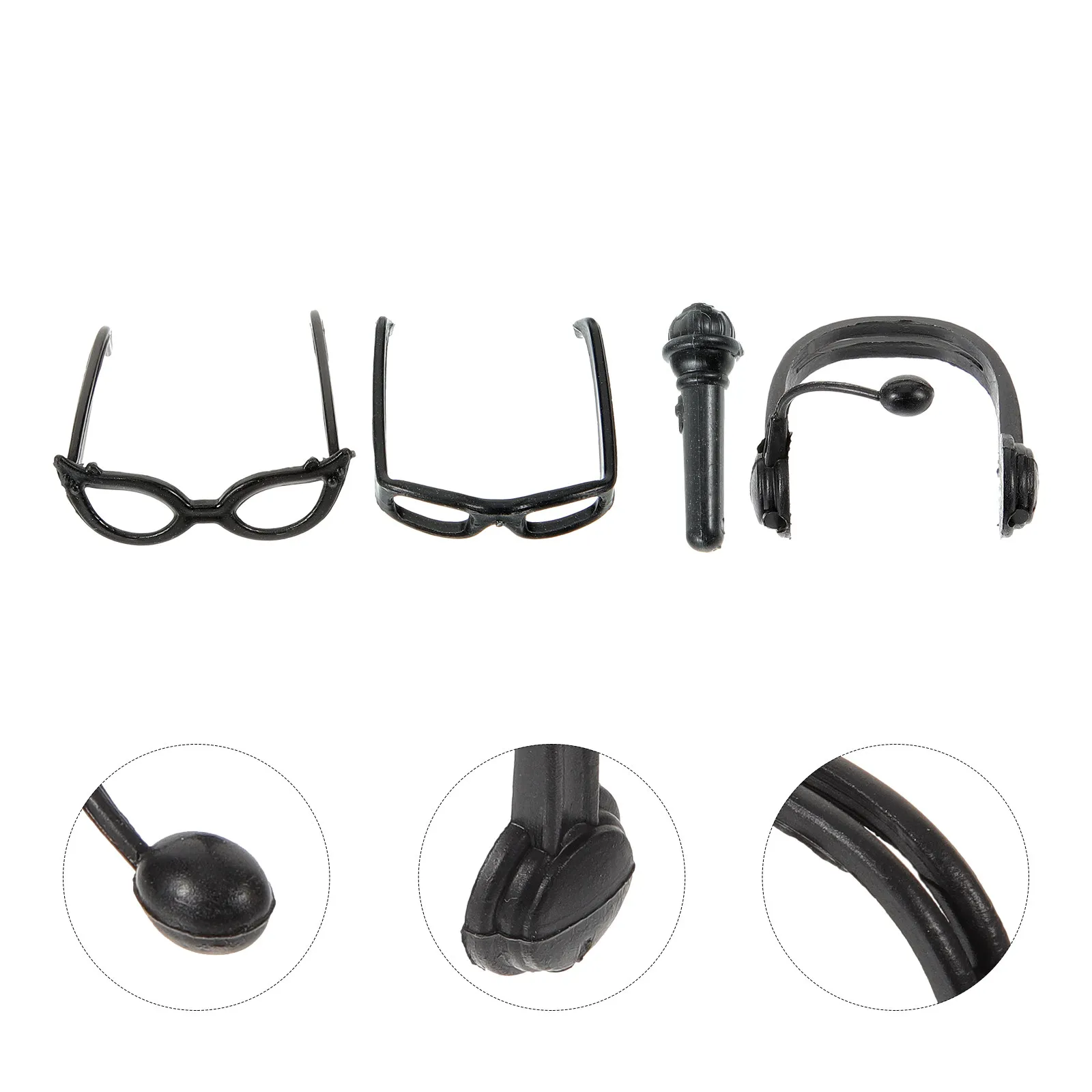 1 Set Mini Headset Plastic Earphone Props Fashionable Dress Glasses Costume Accessories DIY Decorative Microphone Pretend Play