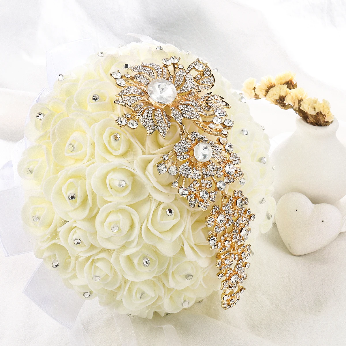 Baiduqiandu Large Size Crystal Rhinestone Brooches For Wedding Bouquets Decorative Jewelry