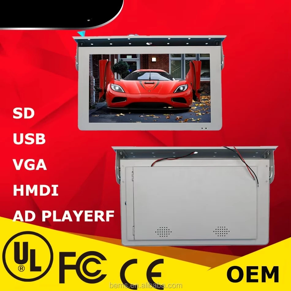 14/16/19/21 Inch Roof Led Tv for Car, Roof Mount Down Monitor cd Bus Video Advertising Player with Usb Sd Usb Wifi Function