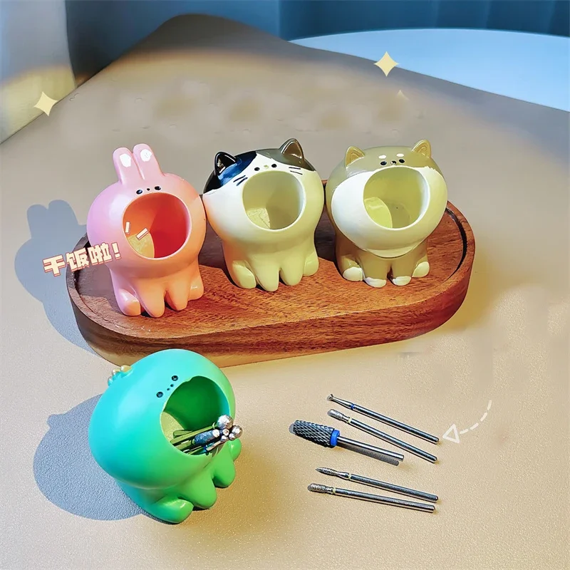 Nail Art Grinding Head Bit Holder Cute Nail Drill Bits Holder Container Display Rack Nail Brushes Holder Nail Bit Storage Tools