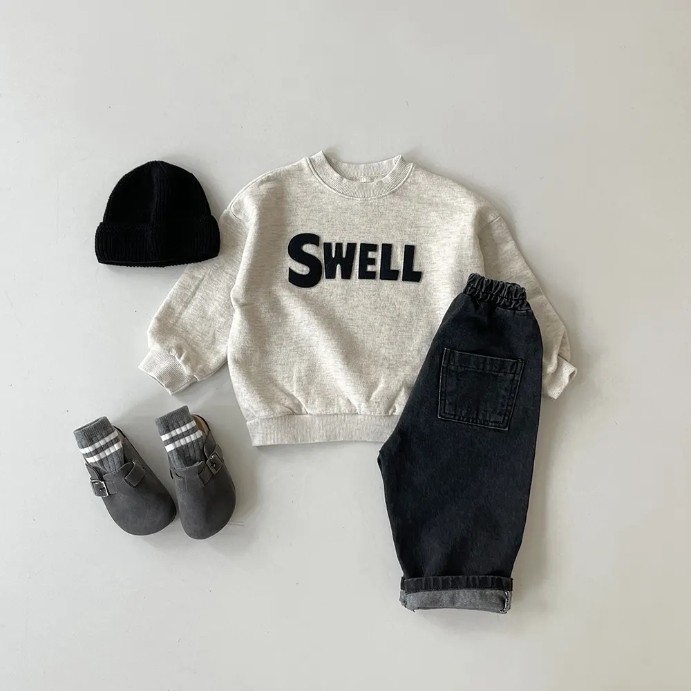 Autumn South Korea New Newborn Boys and Girls Letter Printed Long Sleeve Pants Set Casual Home Comfortable Two Piece Sports Set