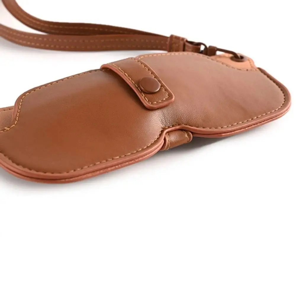 حقيبة تخزين نظارات الرقبة المعلقة على الموضة من جلد البولي يوريثان مع حقيبة نظارات بحبل محمولة بلون واحد #4