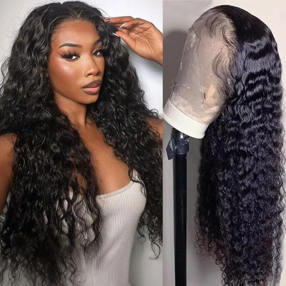 13x6 موجة عميقة الدانتيل الجبهة الباروكات الشعر البشري 200% الكثافة 26 بوصة HD الدانتيل موجة عميقة الباروكات الأمامية قبل قطعها مع شعر الطفل