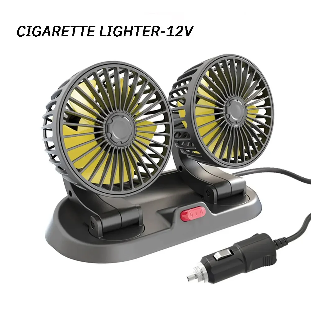 

5V 12V 24V Car Fan Cooling Car Fan Dual Head Usb Car Fan 2 Speeds Adjustable Auto Cooler Accessories Wind Regulation