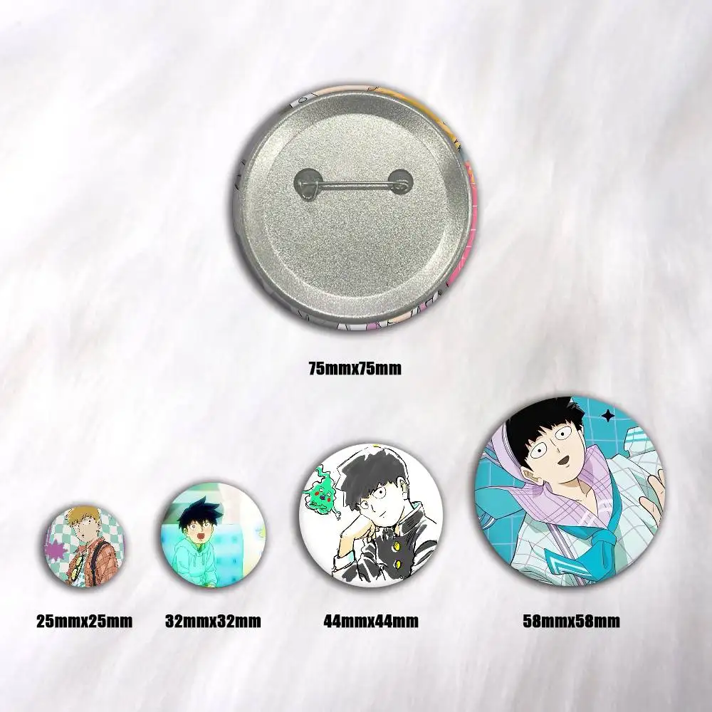 A-Arataka Reigen Ritsu Shigeo Kageyama Cartoon Round Brooches On Backpack Jacket Acrylic Button Pins Collection Gifts