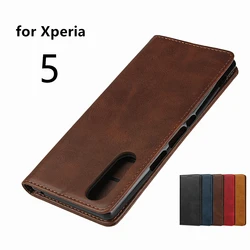 Leather Case for Sony Xperia 5 J8210 J9210 Flip Case Card Holder Holster Magnetic Attraction Cover Case Wallet Case Fundas Coque