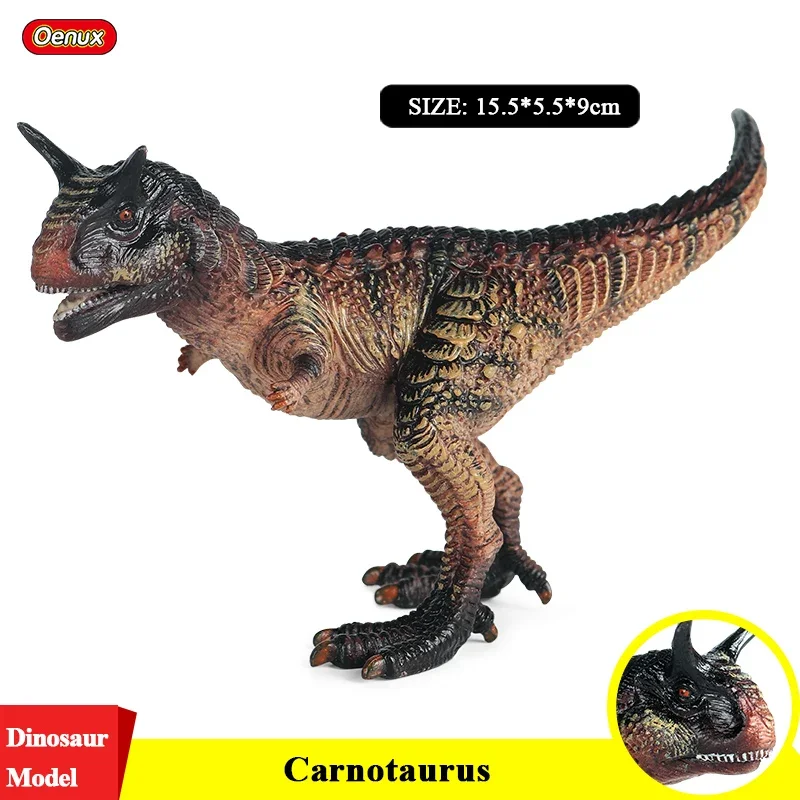 Oenux Jurassic Carnivorous Carnotaurus Figures Dinosaur Brinquedo Tyrannosaurus Model Collection PVC High Quality Toy Kids Gift