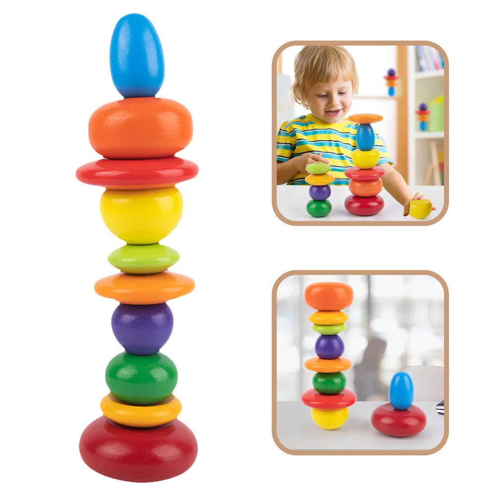 1 set 1 set di pietre bilanciate in legno impilate colorate per bambini apprendimento educativo puzzle mattoni giochi per bambini