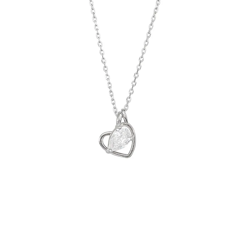 

S925 Pure Silver Heart-shaped Necklace Collarbone Chain