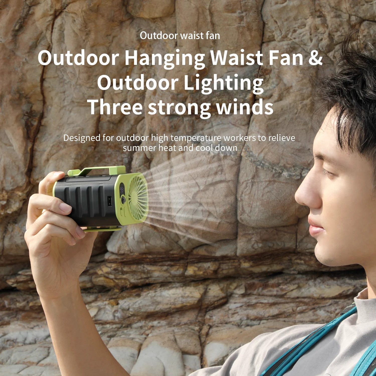 Portable Waist Fan USB Rechargeable 6000mAh Mini Electric Fans with Flashlight Outdoor Sports Waist Clip On Fan with Power Bank