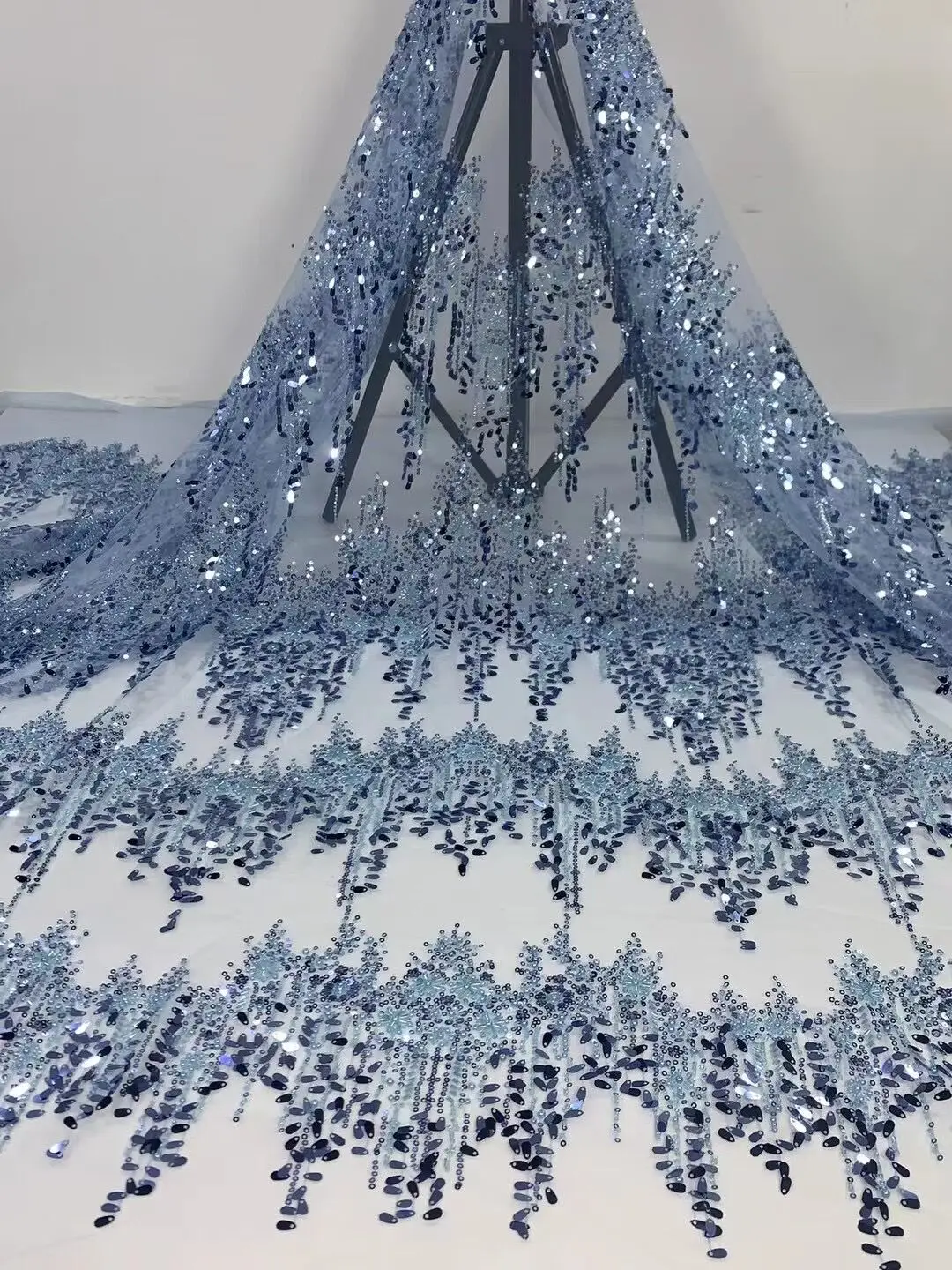 

African Lace Fabric Sequins Embroidery L-1306966 High Quality French Tulle Lace Fabric For Sewing