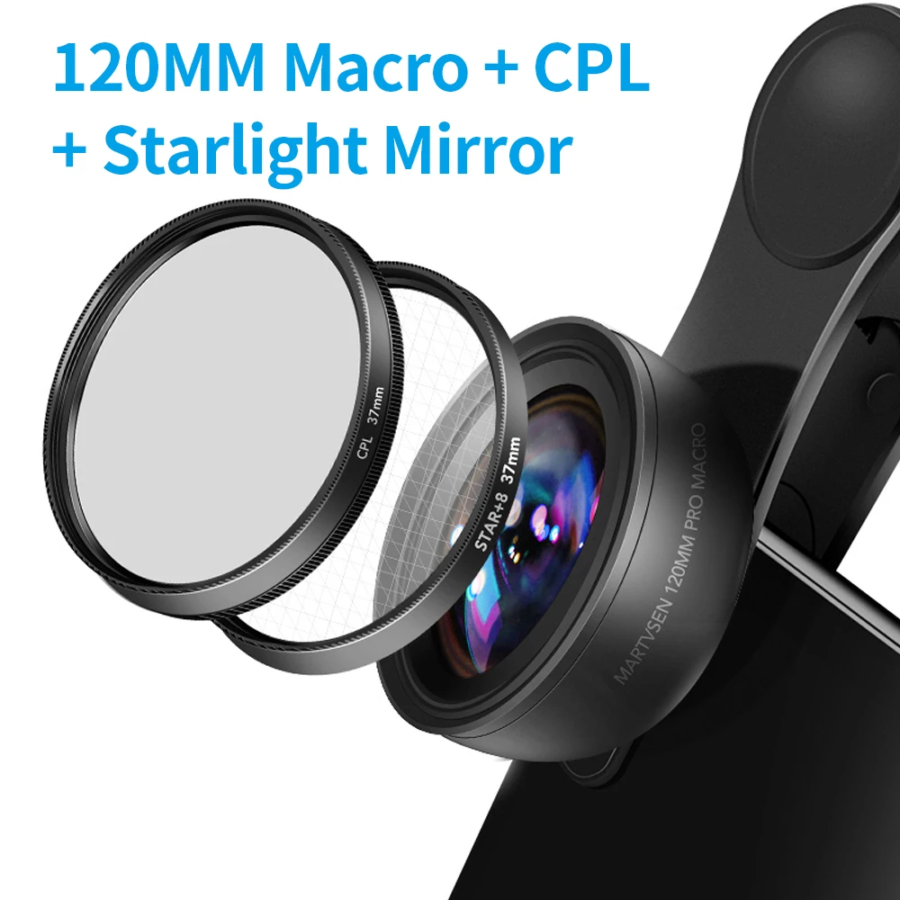 MARTVSEN 120MM Macrolens, Professionele 5K HD 10x Super Macro Universele Clip Camera Fotolens voor iPhone Samsung Andriod