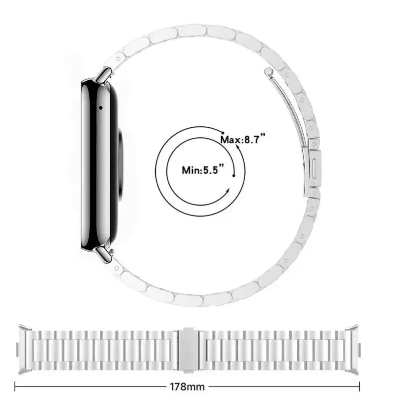 Metallarmband für Redmi Watch 6 Active/6 Lite/6 5 4 Edelstahl-Armband Correa für Xiaomi Mi Band 8 9 10 Pro Armbänder – Detail 7