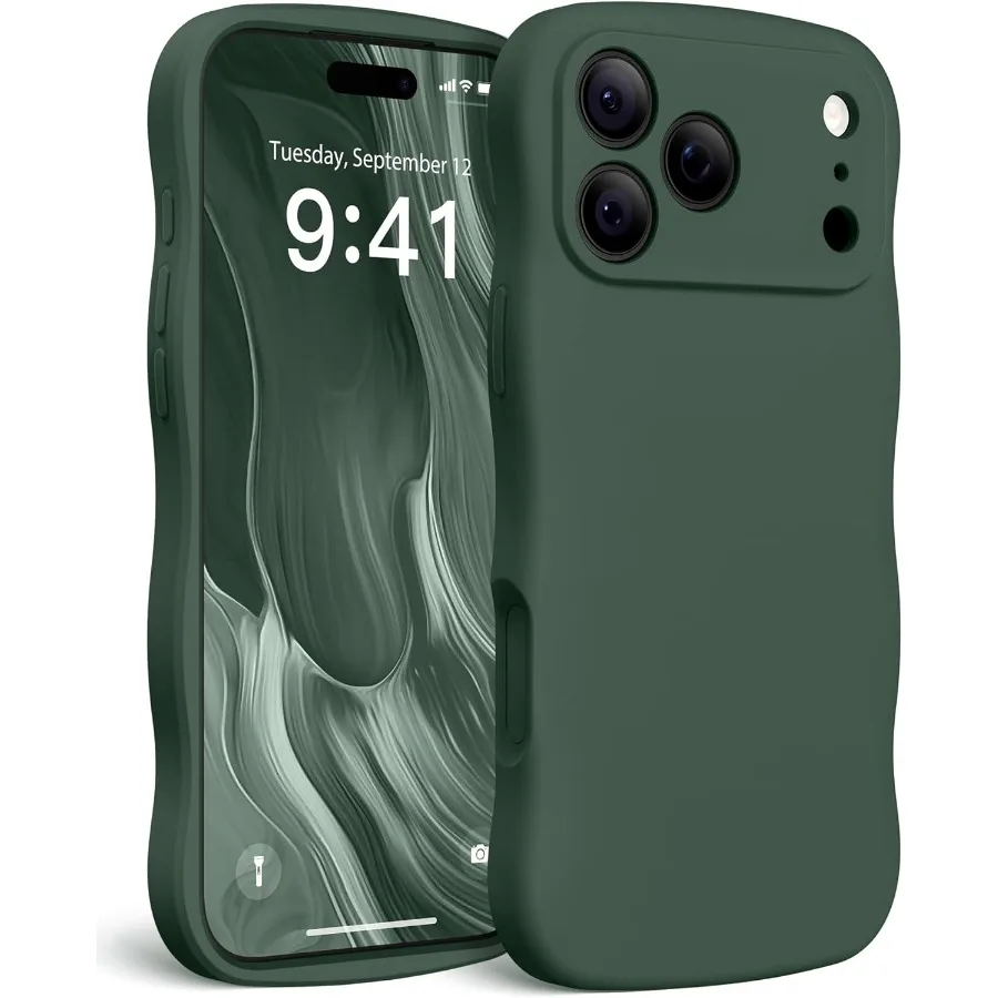 

Силиконовый противоударный защитный чехол с милой волнистой рамкой для iPhone 17 Pro Max 6,9 с полной защитой камеры и MagSafe Com