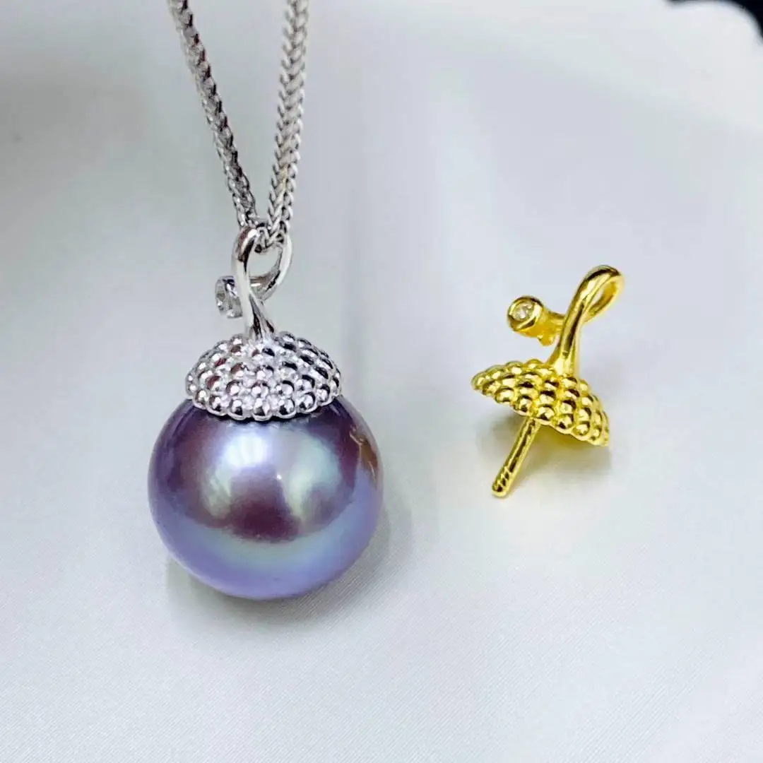 

S925 Sterling Silver Pendant Mount Base Mountings Findings Parts Fittings Accessories for 9-10mm Pearls 10pcs/lot