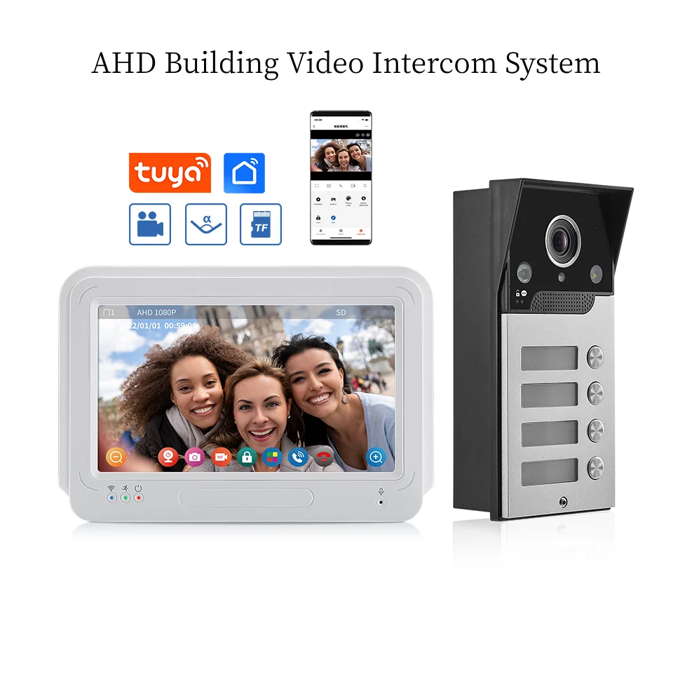 

Tuya 1/2/3/4 Units AHD 1080P Building Video Intercom System Wide Angle Video Door Phone Apartment Home Video Doorbell