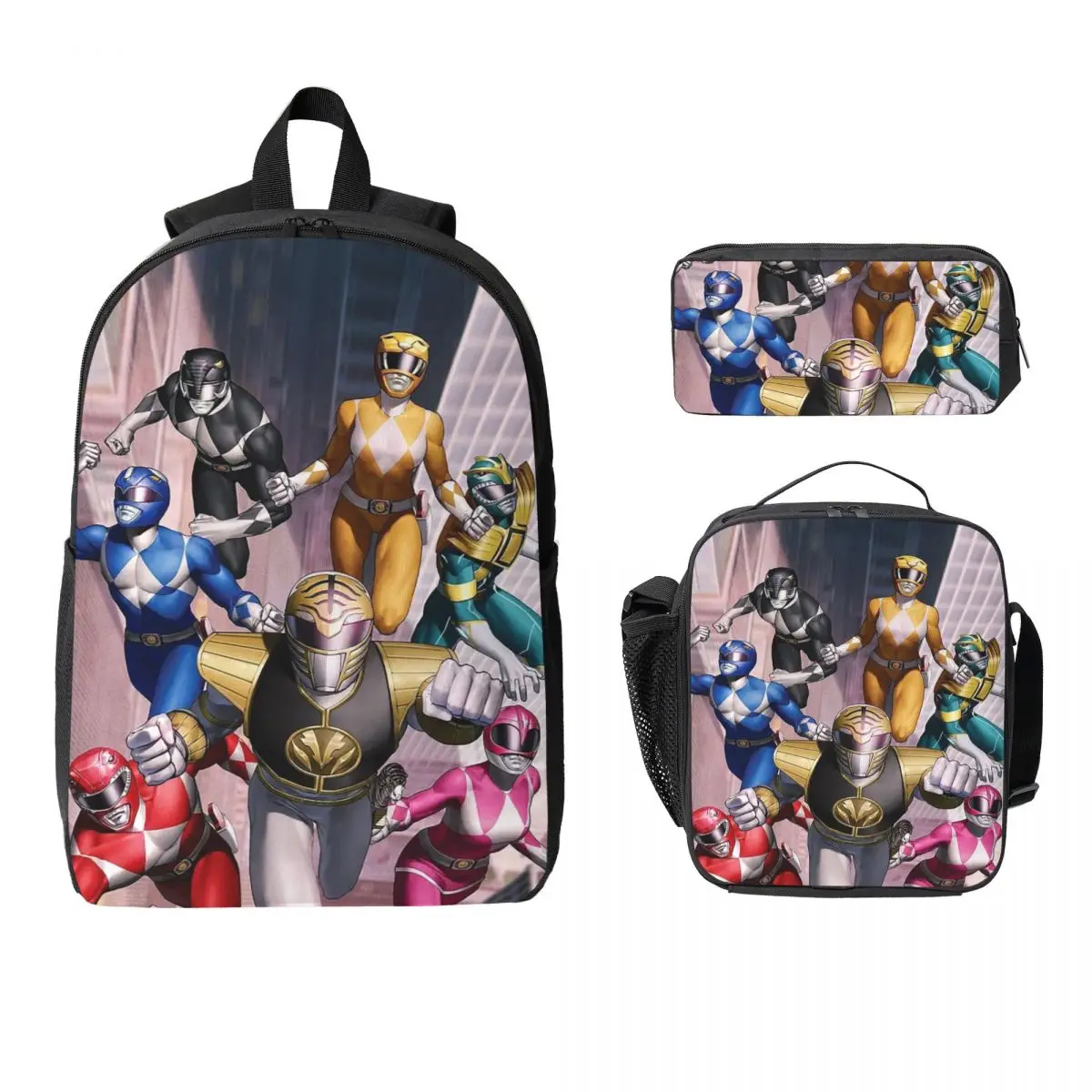 

Mighty Morphin Power Ranger Backpack Boys Girls BookBag School Bag Laptop Shoulder Bags 3ps Insulated Lunch Bag Pencil Case