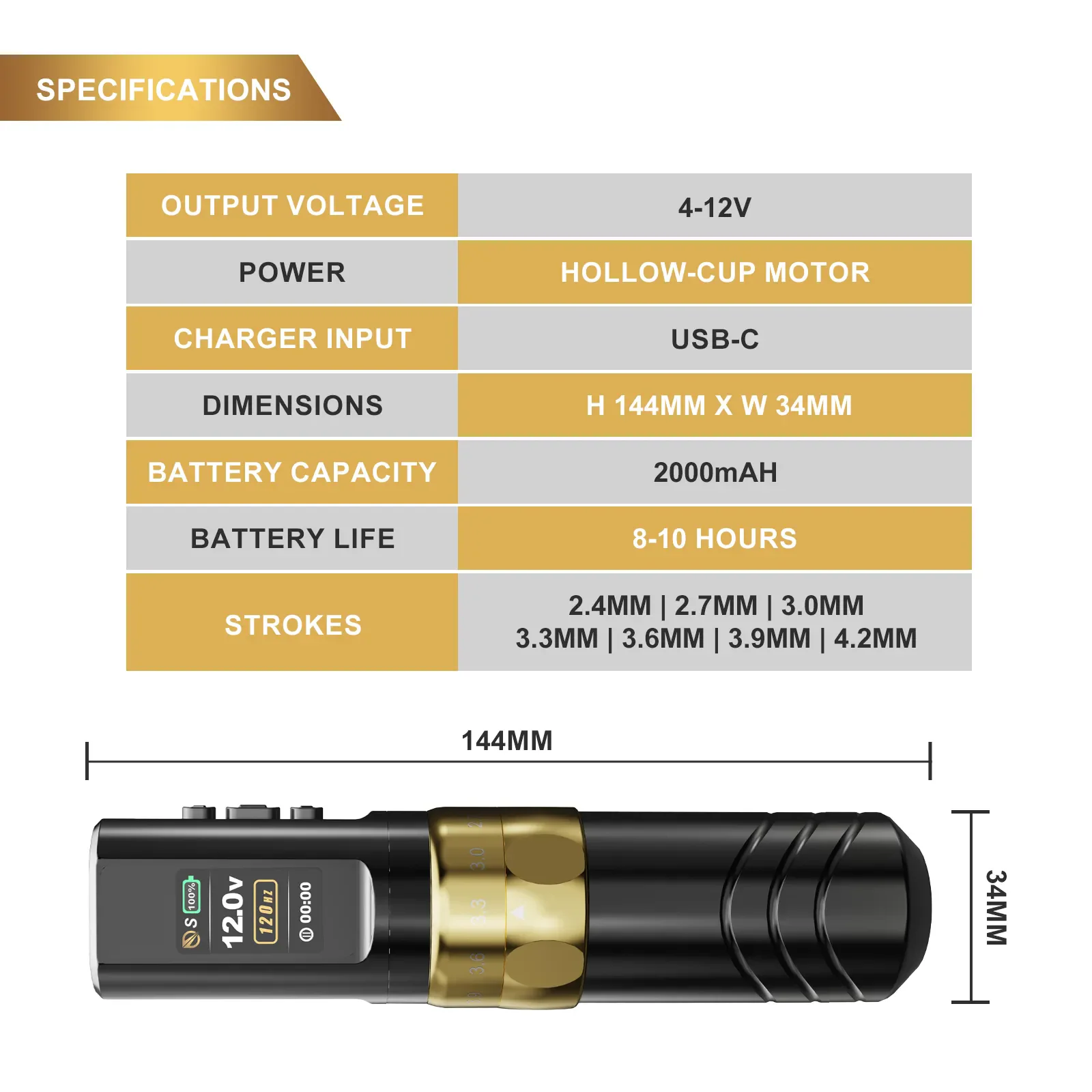 JCONLY Kabelloser Tattoo-Pen EPOCH Tattoo-Maschinenstift mit 2 Stück 2000mAh Akkus für Permanent Make-up Stiftnadeln – Detail 4