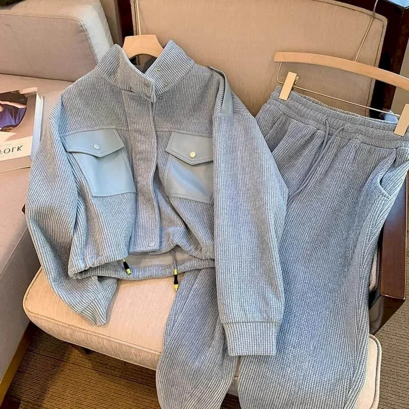 

Pop Pants Sets Long Sleeve Jackets Sporty Tops Women's Tracksuit Sporty New In Matching Sets Two Piece Set For Women Lace-up Leg