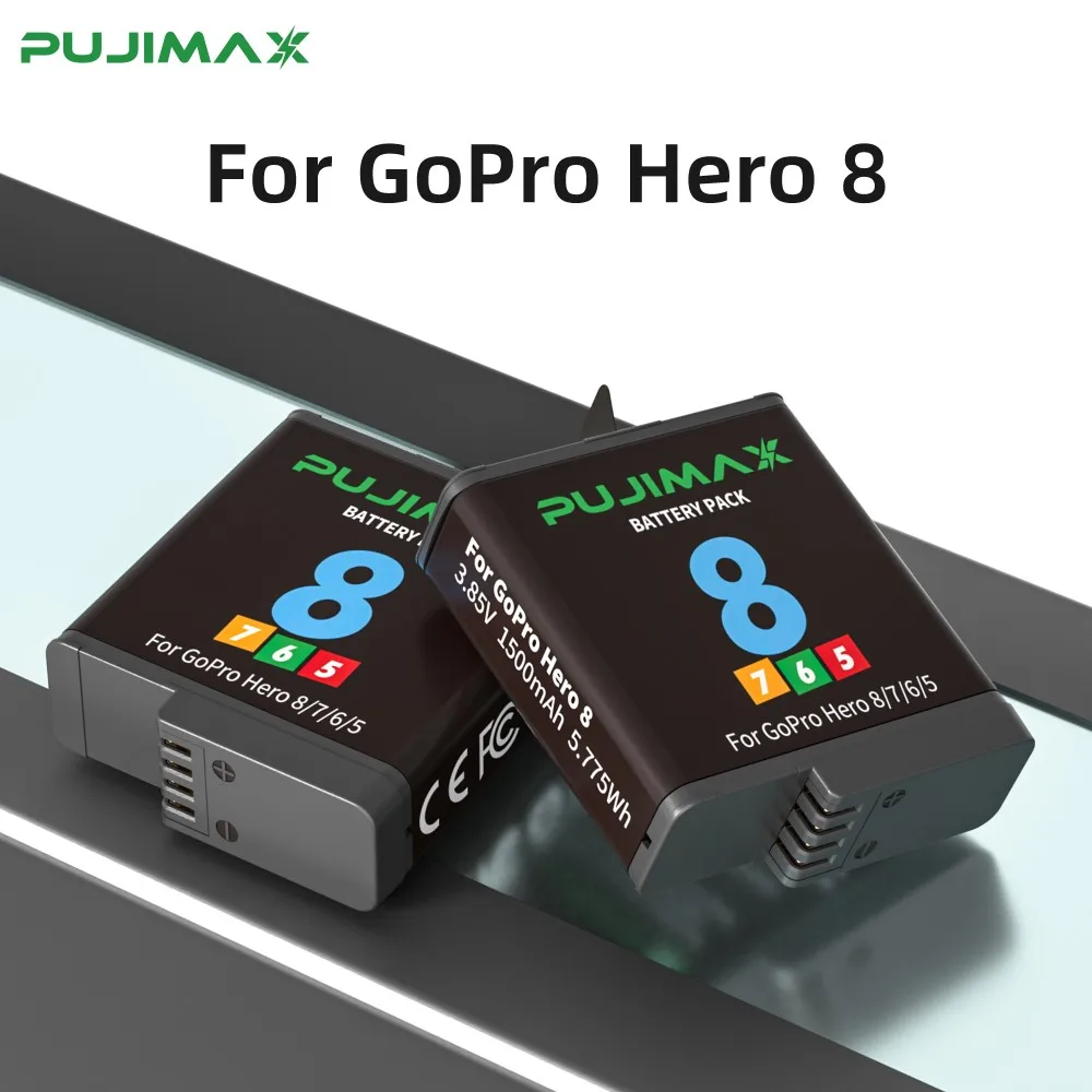 PUJIMAX 1500mAh PJ-H8 For GoPro Hero 8/7/6/5 Rechargeable Battery + USB Triple Charger For GoPro Hero Camera Accessories