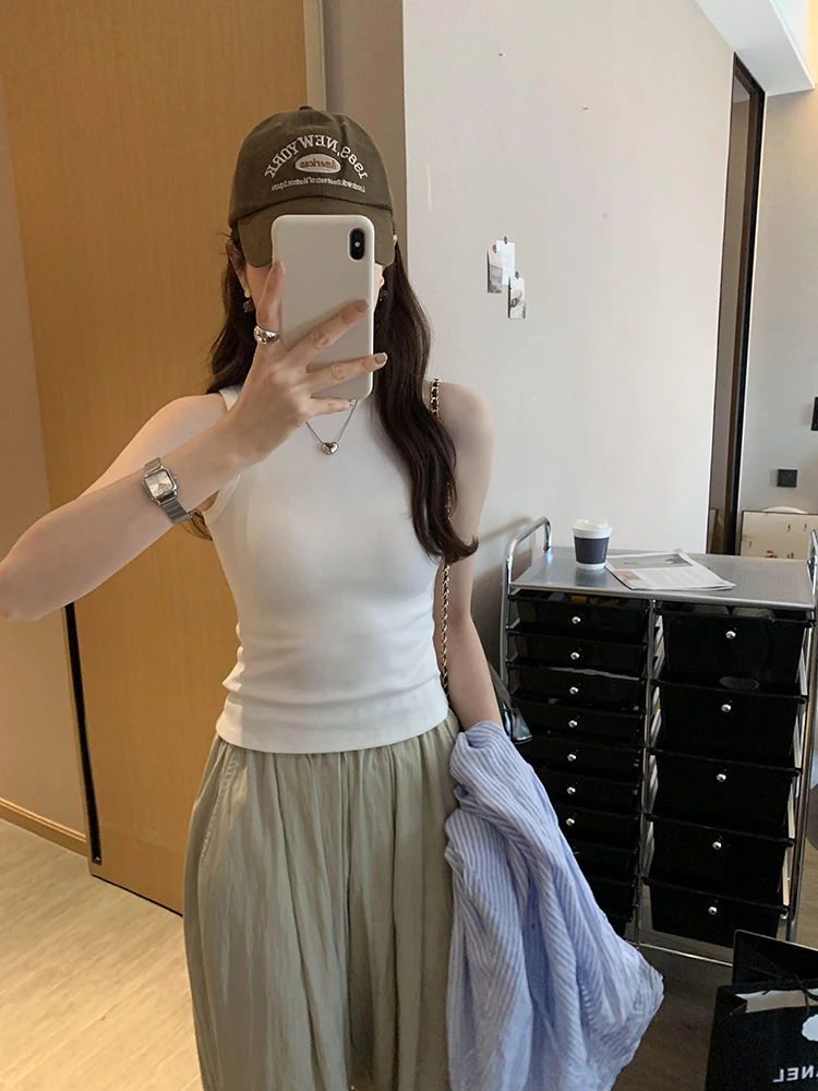 قميص نسائي بدون أكمام بتصميم جديد للربيع والصيف، ملابس داخلية، قميص بدون أكمام، ملابس خارجية من مزيج القطن، مناسب بشكل مريح