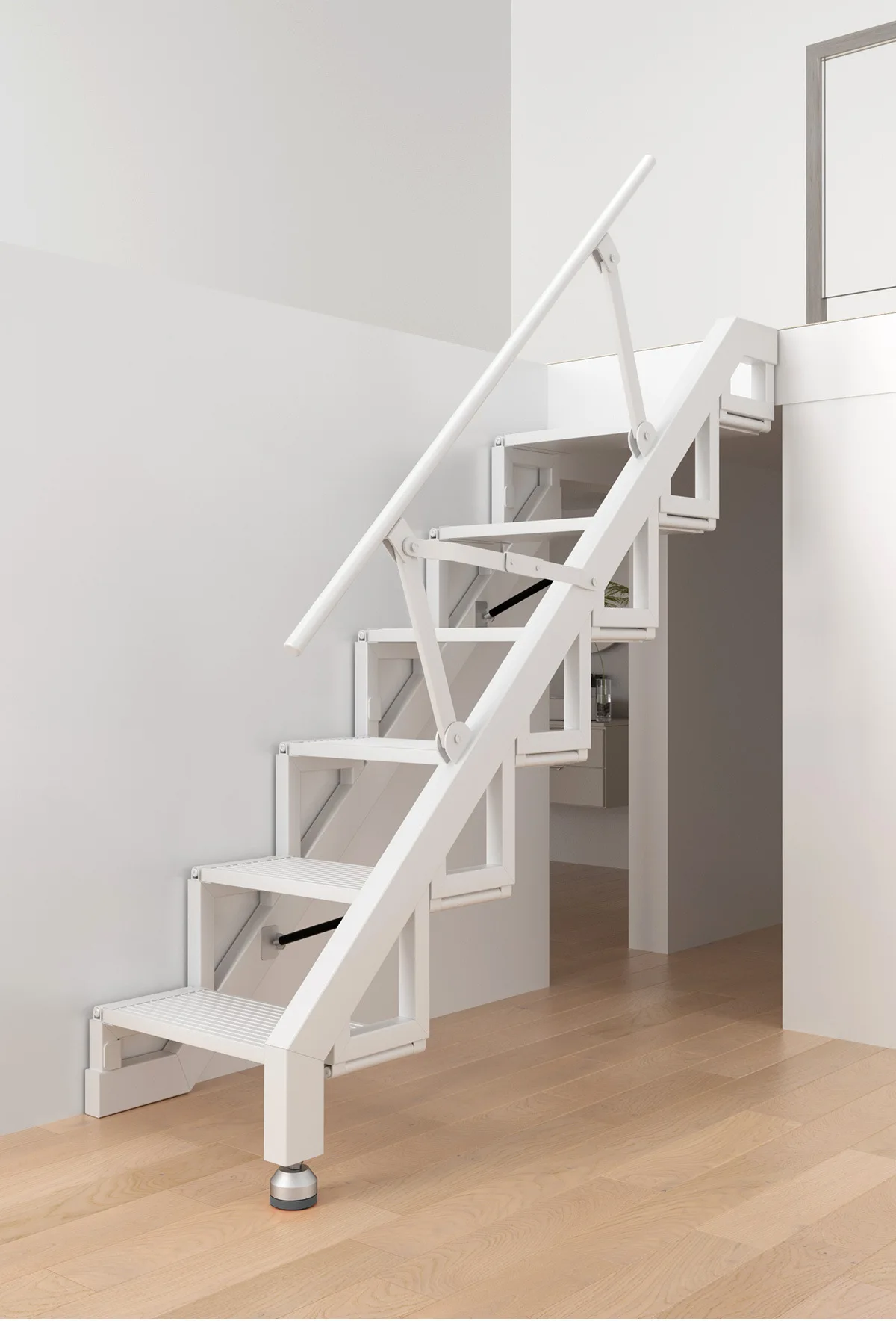 Loft ladder Wall attached household telescopic ladder Stepping ladder Loft duplex indoor apartment Escalator Folding stairs Wall image 6