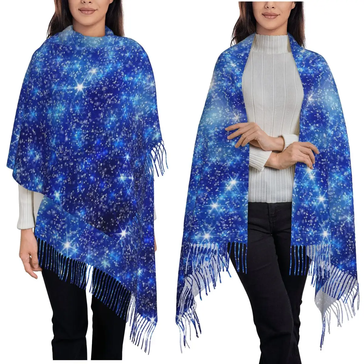 Space Galaxy Constellation Scarf Tassel Scarves Women Soft Warm Shawls and Wraps Long Fall Winter Shawl Wrap