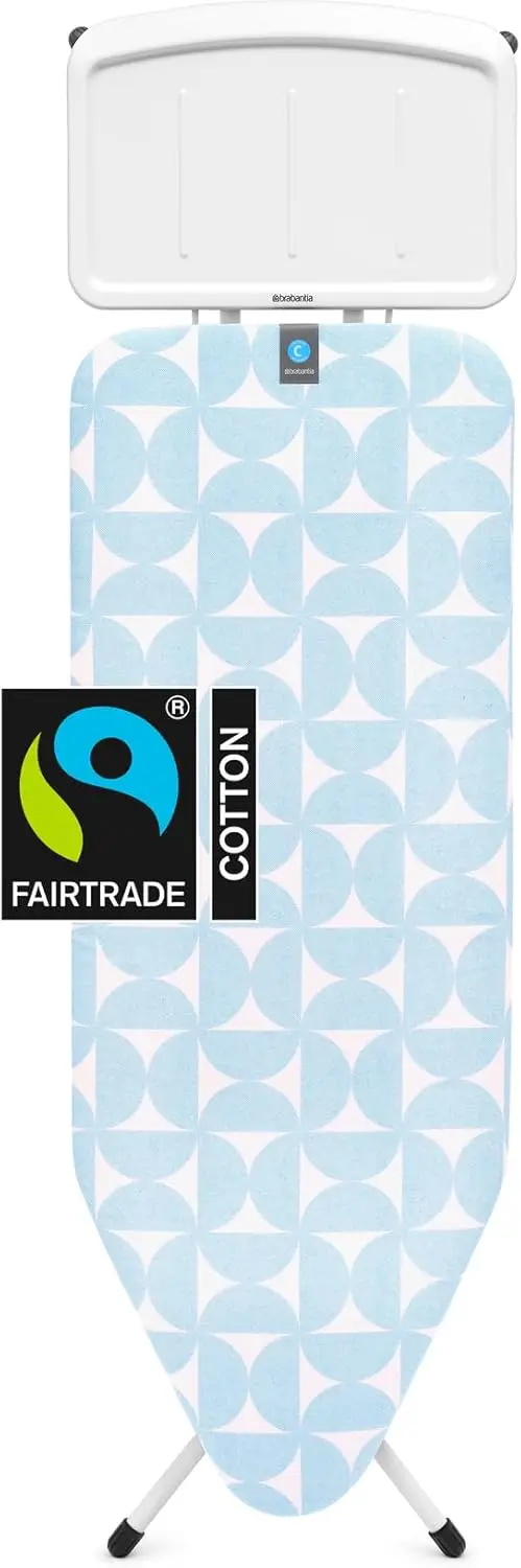 Tabla de planchar tamaño C (49x18 pulgadas), 7 configuraciones de altura, soporte de vapor, pies antideslizantes, cerradura para niños