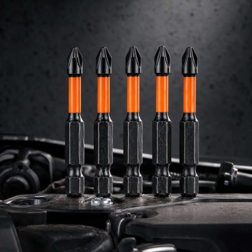 5pcs S2 Alloy Steel Cross Screwdriver Bits Anti-Slip Design 1/4