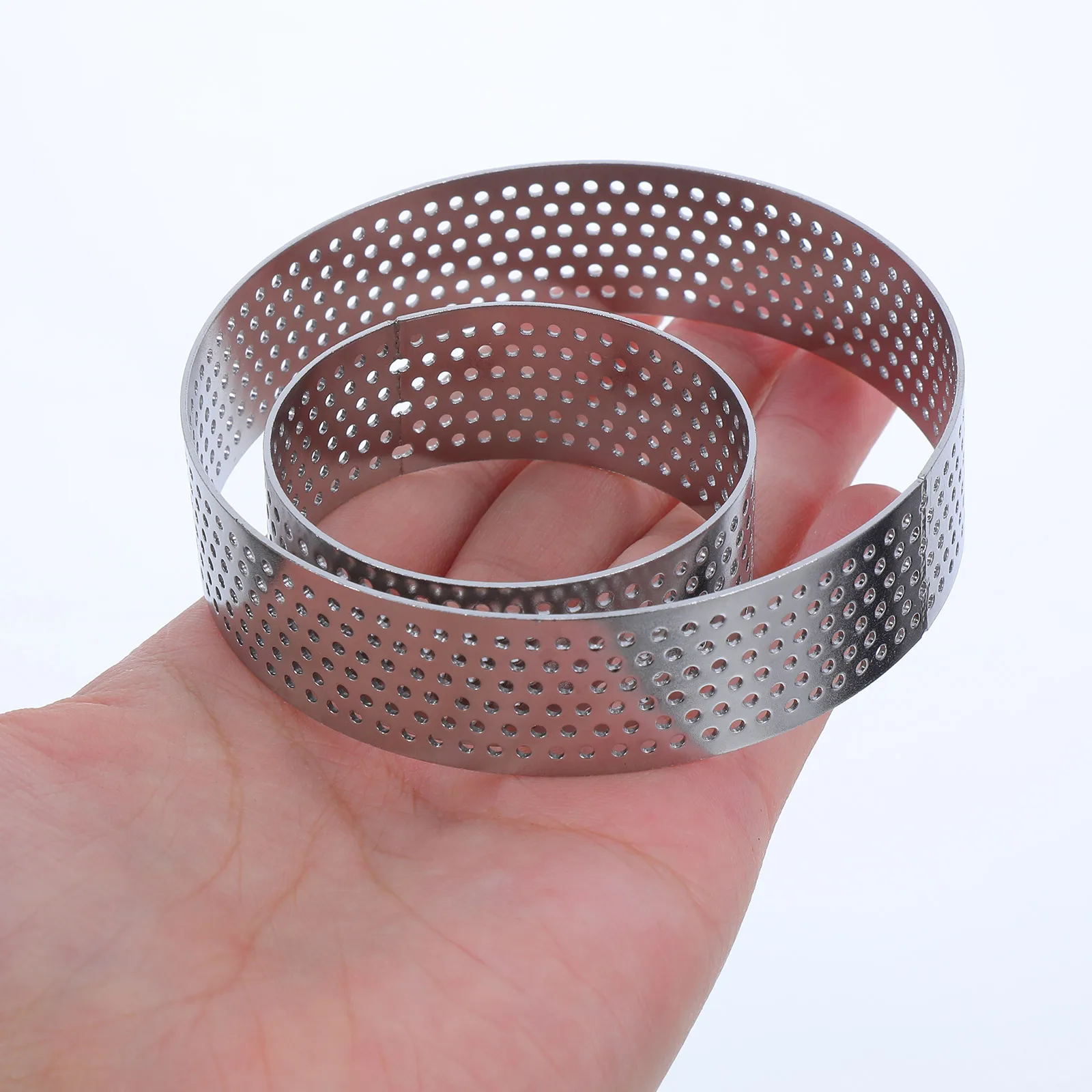 

10pcs Mousse Mold Stainless Steel Perforated Round Tart Rings For Baking Cake Pastry Dessert Nonstick Oven Safe Kitchen Tool