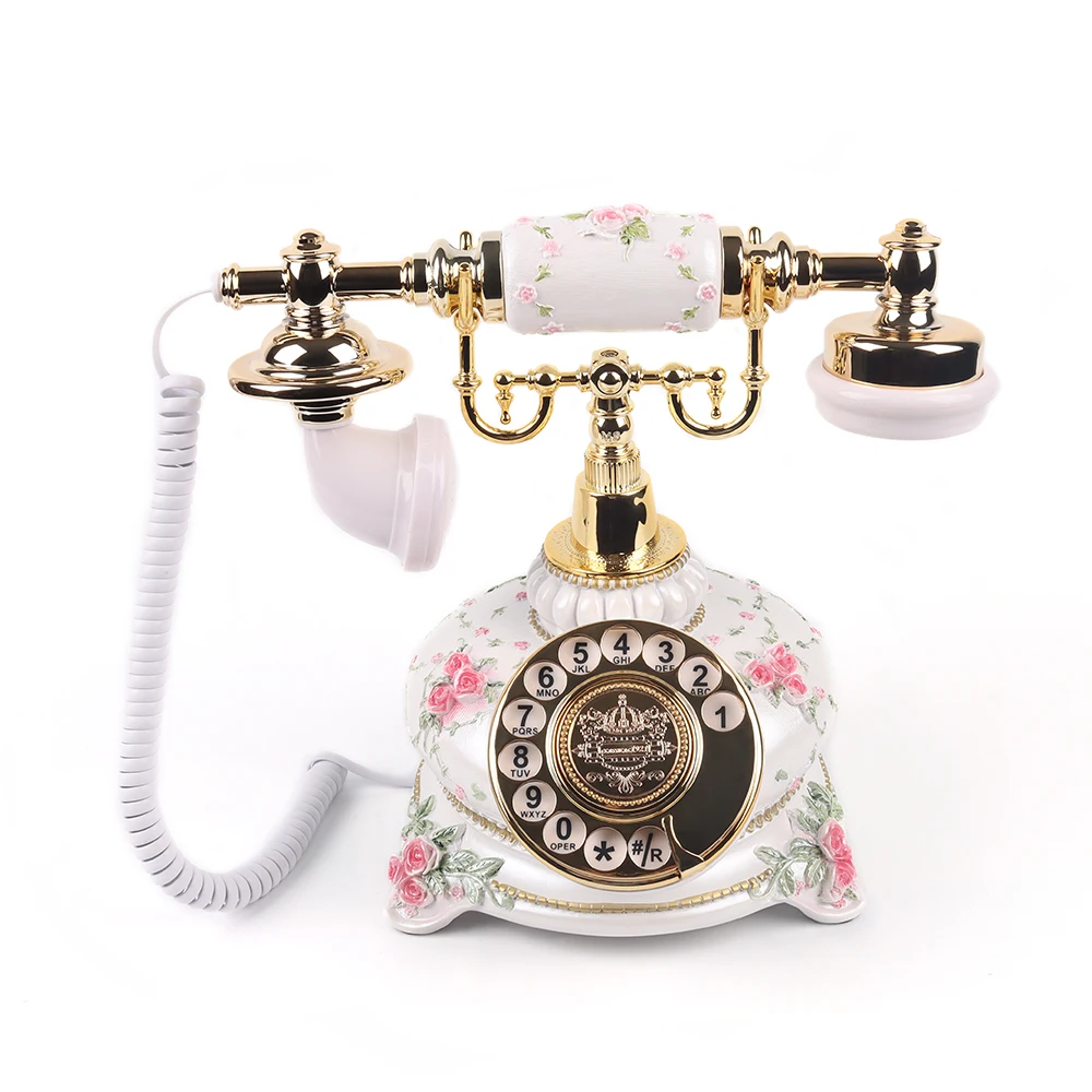 Imagem -03 - Rotary Antique Telefone Vintage Audio Branco Telefone do Casamento Mensagem Gravação Telefone Clássico